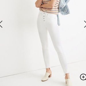 Madewell White Hi-Rise Step-hem Skinny Jeans